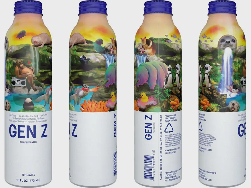 New Water Brand, GEN Z Water, Debuts with Bold, Quirky Design